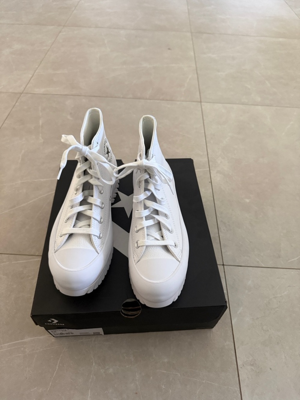 Converse White High Top Canvas Lugged 2.0 Sole Sneakers